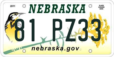 NE license plate 81PZ33