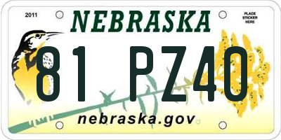 NE license plate 81PZ40
