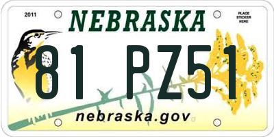 NE license plate 81PZ51