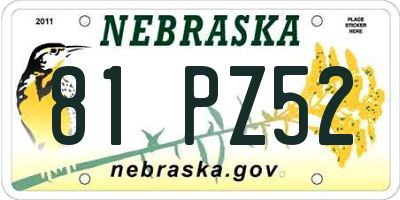 NE license plate 81PZ52