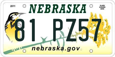 NE license plate 81PZ57
