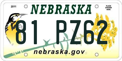 NE license plate 81PZ62