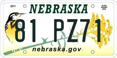 NE license plate 81PZ71
