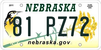 NE license plate 81PZ72