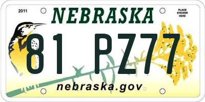 NE license plate 81PZ77