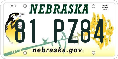 NE license plate 81PZ84