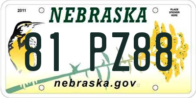 NE license plate 81PZ88