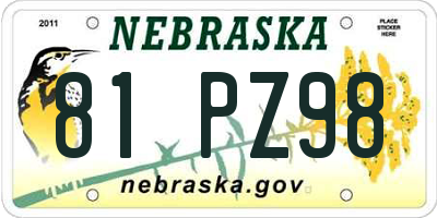 NE license plate 81PZ98