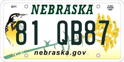 NE license plate 81QB87