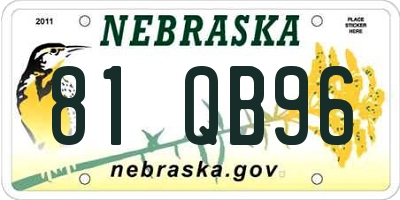 NE license plate 81QB96