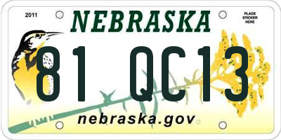NE license plate 81QC13