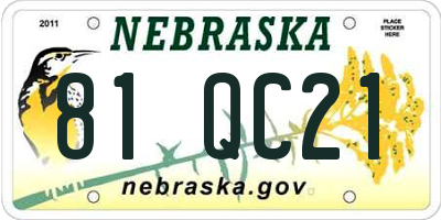 NE license plate 81QC21