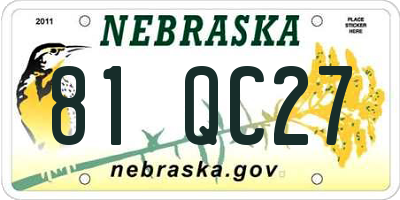 NE license plate 81QC27