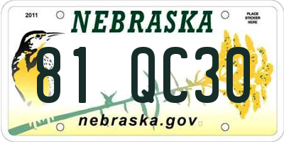 NE license plate 81QC30