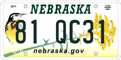 NE license plate 81QC31