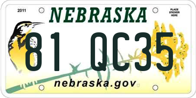 NE license plate 81QC35