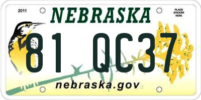 NE license plate 81QC37