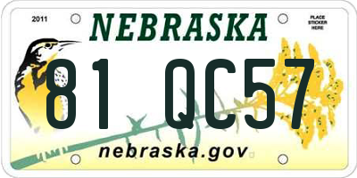 NE license plate 81QC57