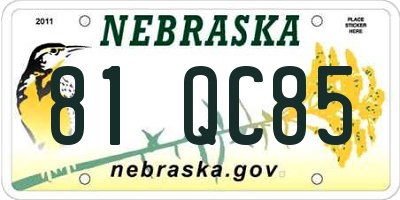 NE license plate 81QC85