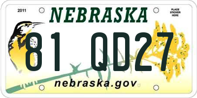 NE license plate 81QD27