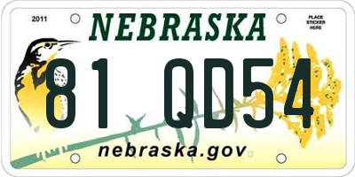 NE license plate 81QD54