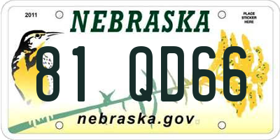 NE license plate 81QD66