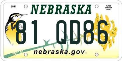 NE license plate 81QD86