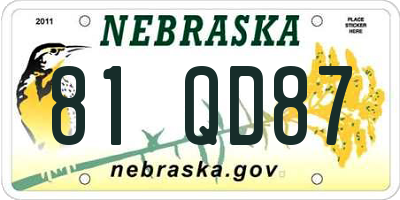 NE license plate 81QD87