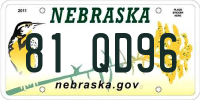 NE license plate 81QD96
