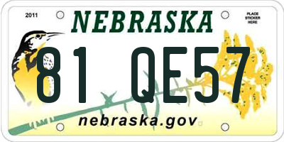 NE license plate 81QE57