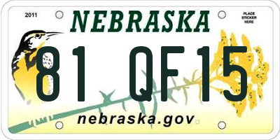 NE license plate 81QF15