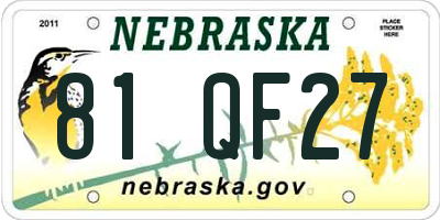 NE license plate 81QF27