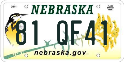 NE license plate 81QF41