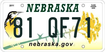 NE license plate 81QF71