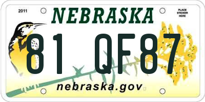NE license plate 81QF87