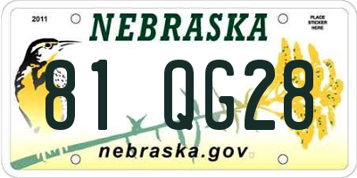 NE license plate 81QG28