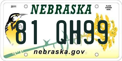 NE license plate 81QH99