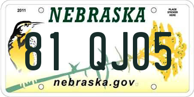 NE license plate 81QJ05