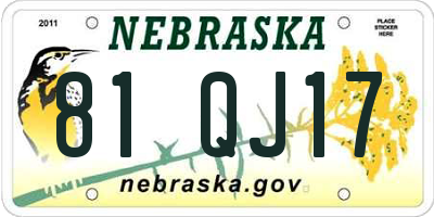 NE license plate 81QJ17