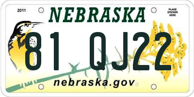 NE license plate 81QJ22