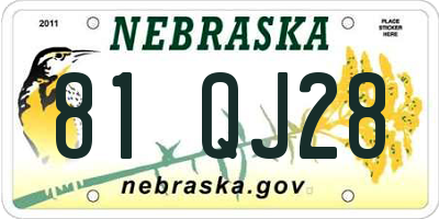 NE license plate 81QJ28