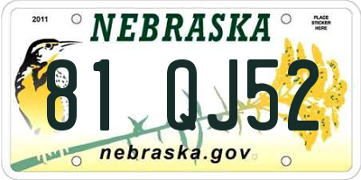 NE license plate 81QJ52