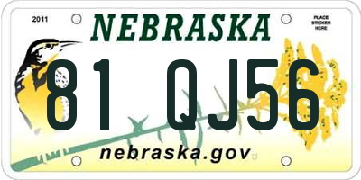NE license plate 81QJ56
