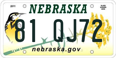 NE license plate 81QJ72