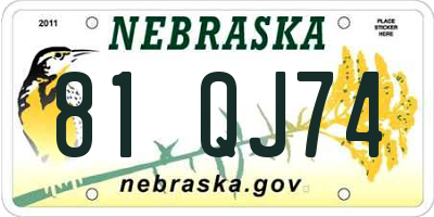 NE license plate 81QJ74
