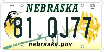 NE license plate 81QJ77