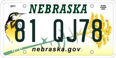 NE license plate 81QJ78