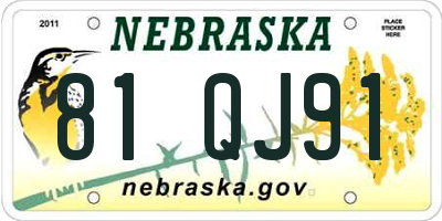 NE license plate 81QJ91