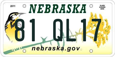 NE license plate 81QL17