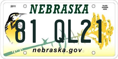 NE license plate 81QL21